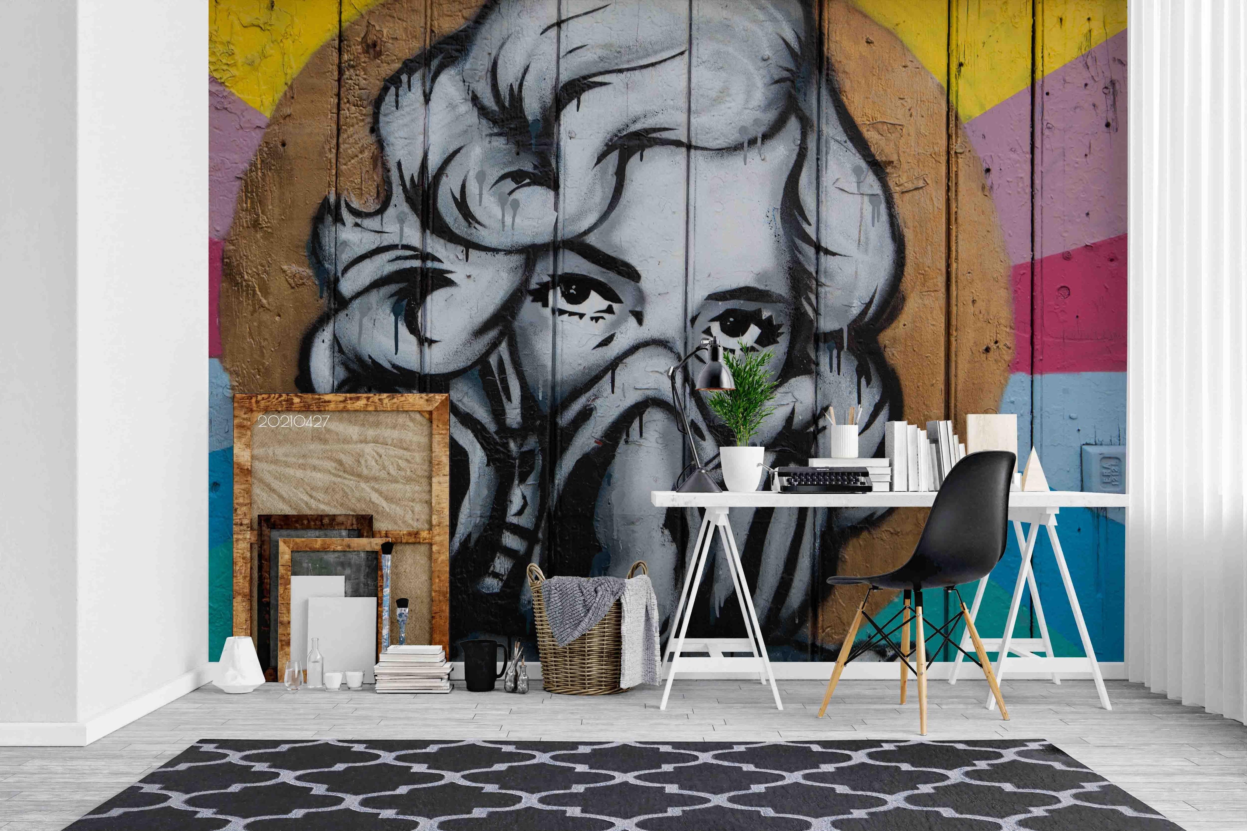 3D Abstract Artistic People Graffiti Wall Mural Wallpaper LQH 126- Jess Art Decoration