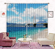 3D Landscape Sea Coast Bridge Mountain Curtains and Drapes GD 4157- Jess Art Decoration