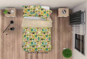 3D Abstract Hand Draw Cartoon Nature Cat House Pattern Quilt Cover Set Bedding Set Duvet Cover Pillowcases WJ 3516- Jess Art Decoration
