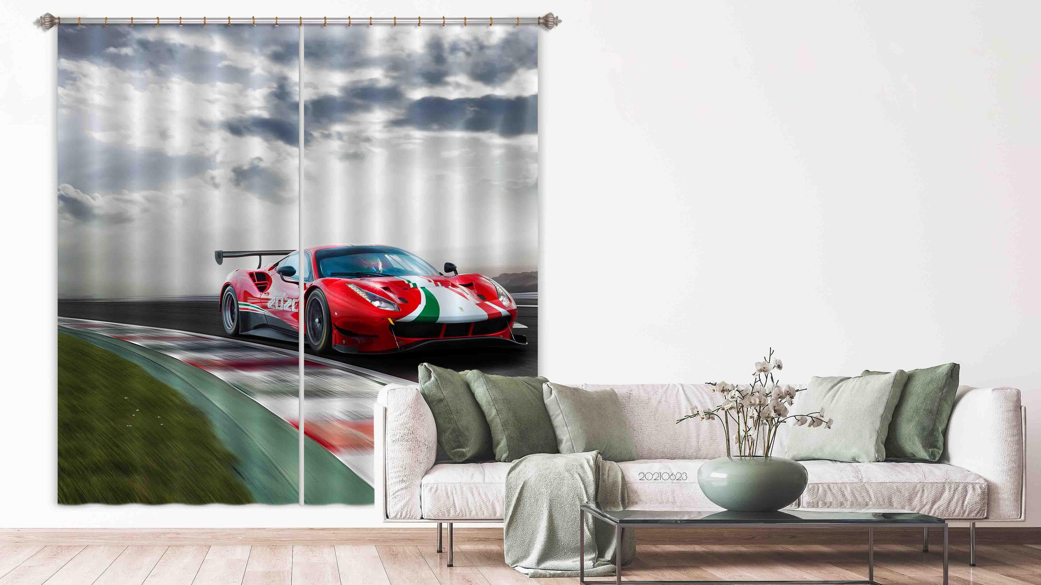 3D Red Race Car Curtains and Drapes LQH 20- Jess Art Decoration
