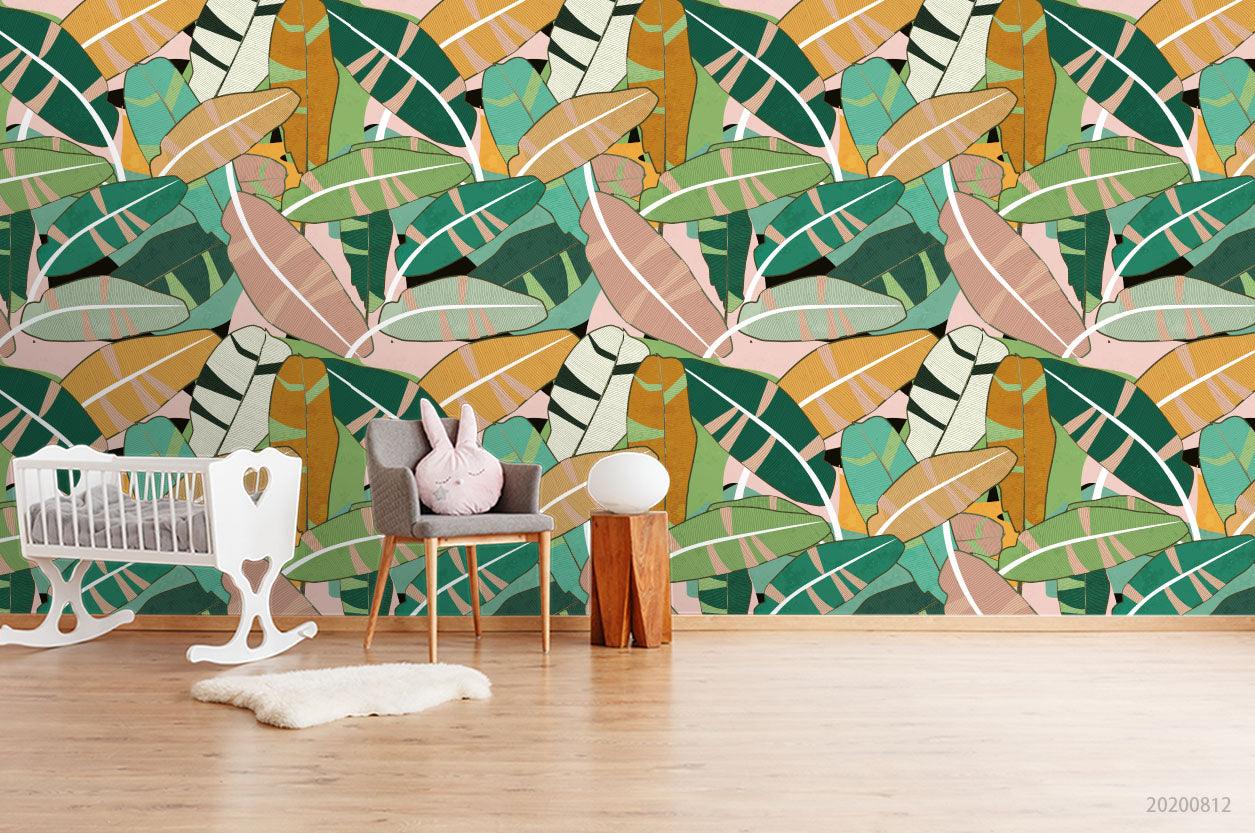 3D Hand Sketching Colorful Leaves Plant Wall Mural Wallpaper LXL 1068- Jess Art Decoration