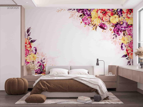3D Hand Drawn Colorful Floral Wall Mural Wallpaper LQH 30- Jess Art Decoration