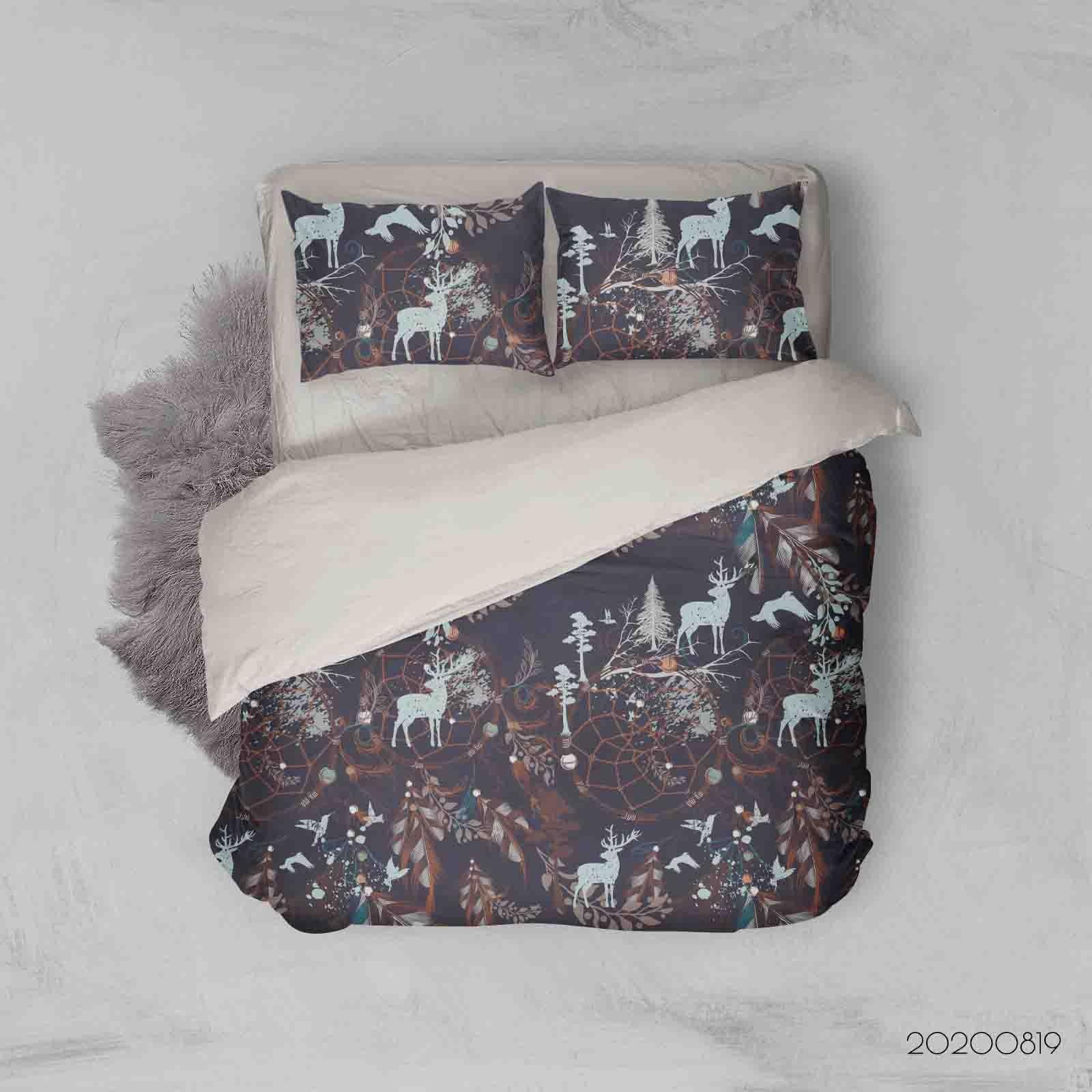 3D Vintage Plant Deer Animal Quilt Cover Set Bedding Set Duvet Cover Pillowcases LXL- Jess Art Decoration