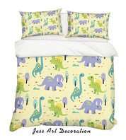 3D Cartoon Dinosaur Yellow Quilt Cover Set Bedding Set Pillowcases 83- Jess Art Decoration