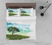 3D Landscape Blue Sky Cloud Green Tree Plant Quilt Cover Set Bedding Set Duvet Cover Pillowcases LXL- Jess Art Decoration