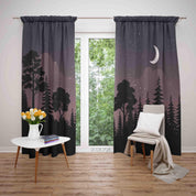 3D Night Sky Moon Forest Landscape Curtains and Drapes LQH 43- Jess Art Decoration