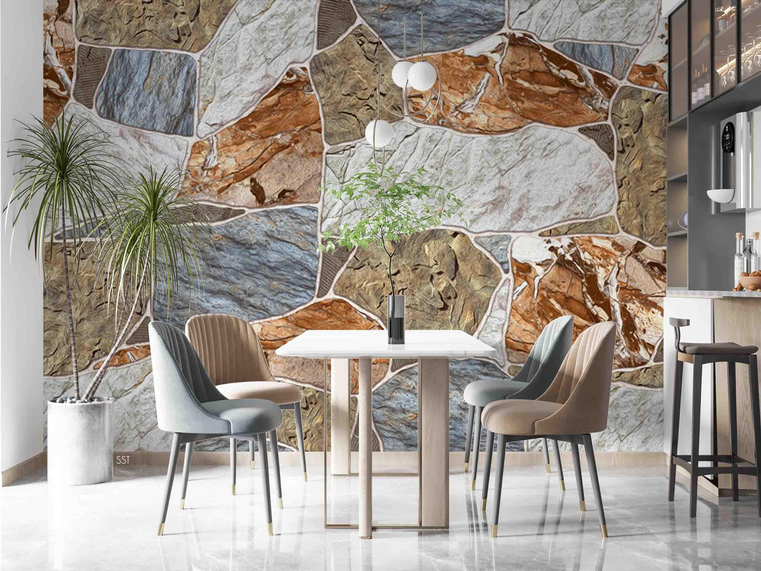 3D Mixed Stone Texture mixed natural stone texture wall mural wallpaper for dining room