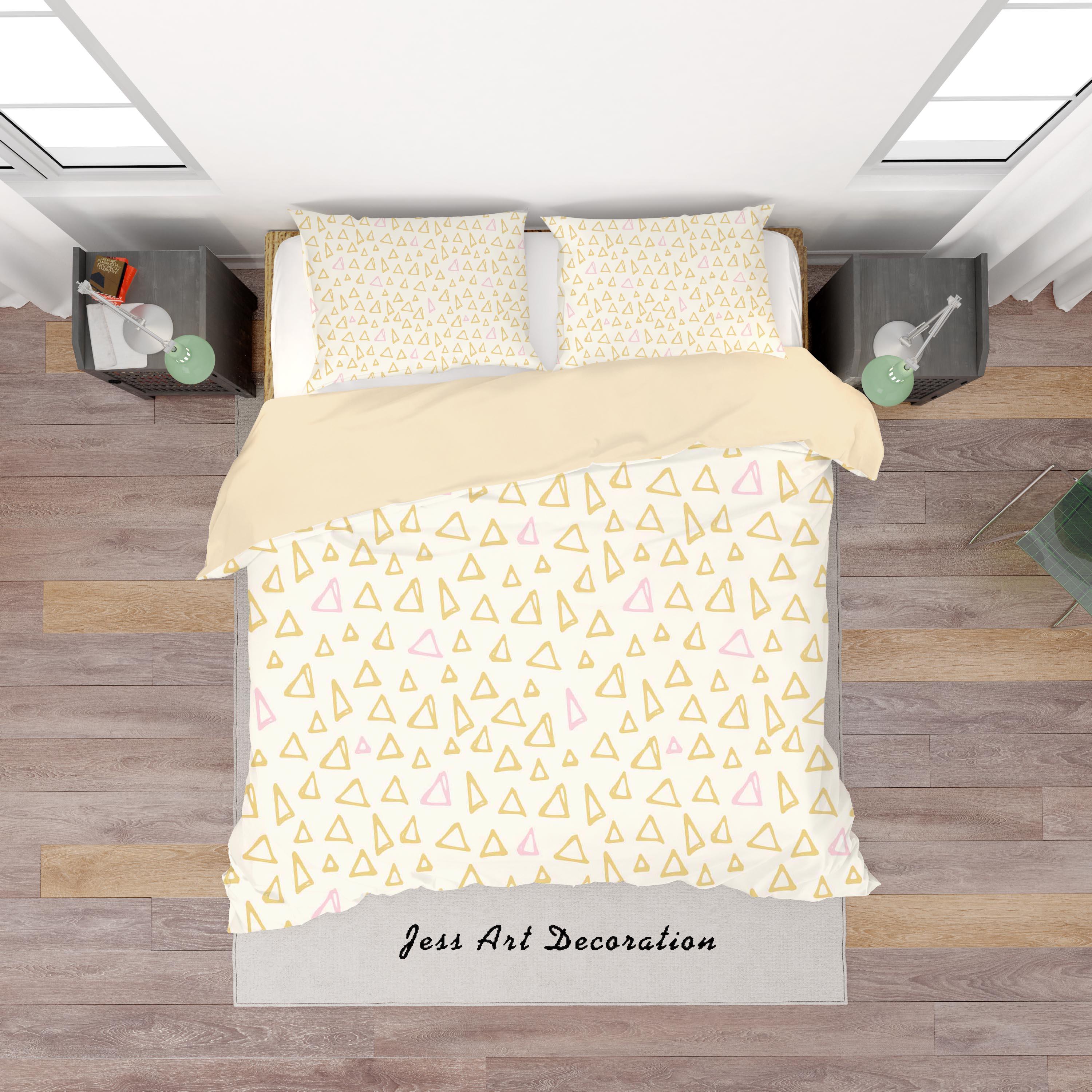 3D Yellow Triangle Quilt Cover Set Bedding Set Duvet Cover Pillowcases SF20- Jess Art Decoration