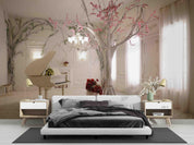 3D Room Piano Floral Tree Wall Mural Wallpaper LQH 15- Jess Art Decoration