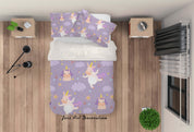 3D Cartoon Unicorn Cloud Animal Purple Quilt Cover Set Bedding Set Duvet Cover Pillowcases LXL- Jess Art Decoration