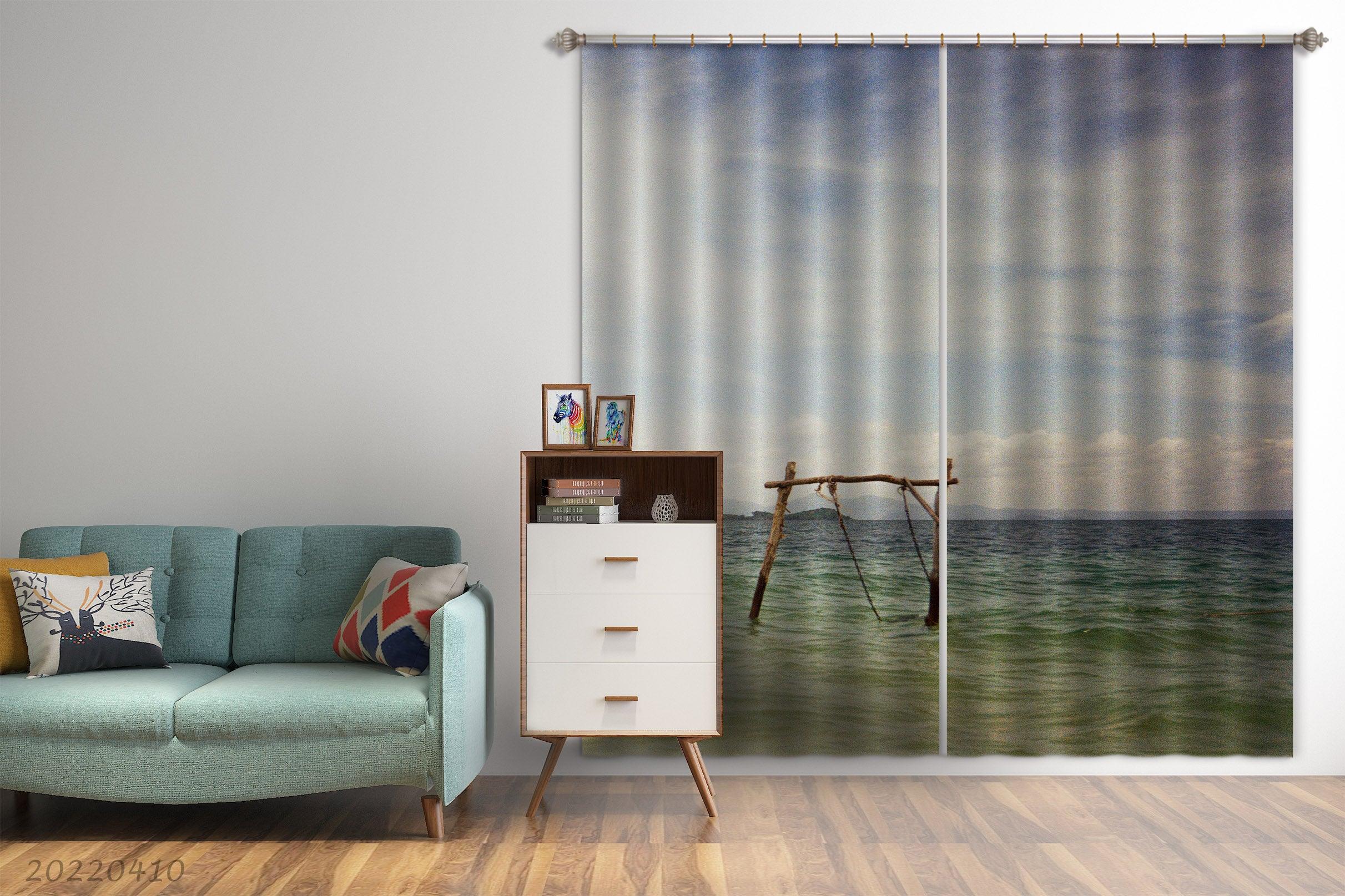 3D Landscape River Mountain Cloudy Swing Curtains and Drapes GD 3795- Jess Art Decoration