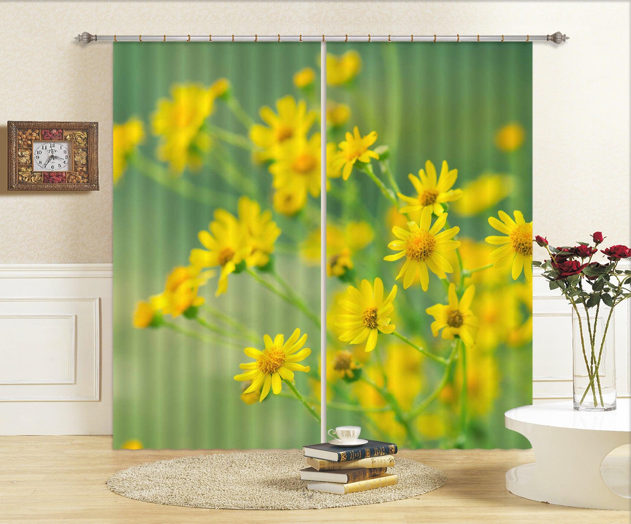 3D Yellow Flowers Curtains and Drapes SF86- Jess Art Decoration