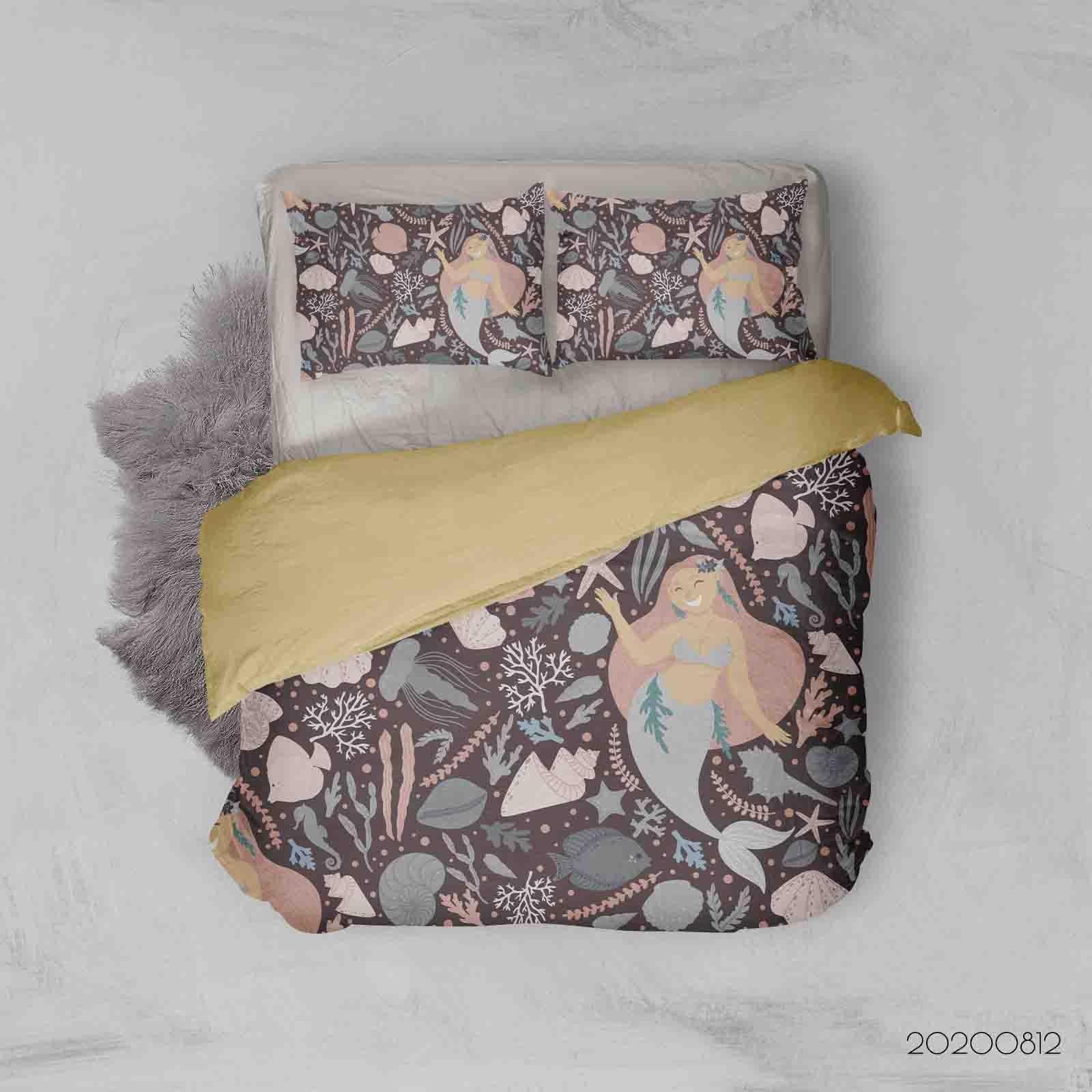 3D Ocean Conch Shell Mermaid Quilt Cover Set Bedding Set Duvet Cover Pillowcases LXL- Jess Art Decoration