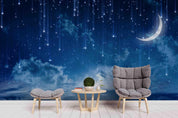 3D Blue Night Sky Star Moon Wall Mural Wallpaper LQH 79- Jess Art Decoration