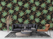 3D Hand Drawn Green Maple Leaf Wall Mural Wallpaper LQH 52- Jess Art Decoration