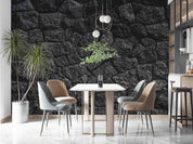 3D Black Rock Texture black stone rock texture wall mural wallpaper for dining room