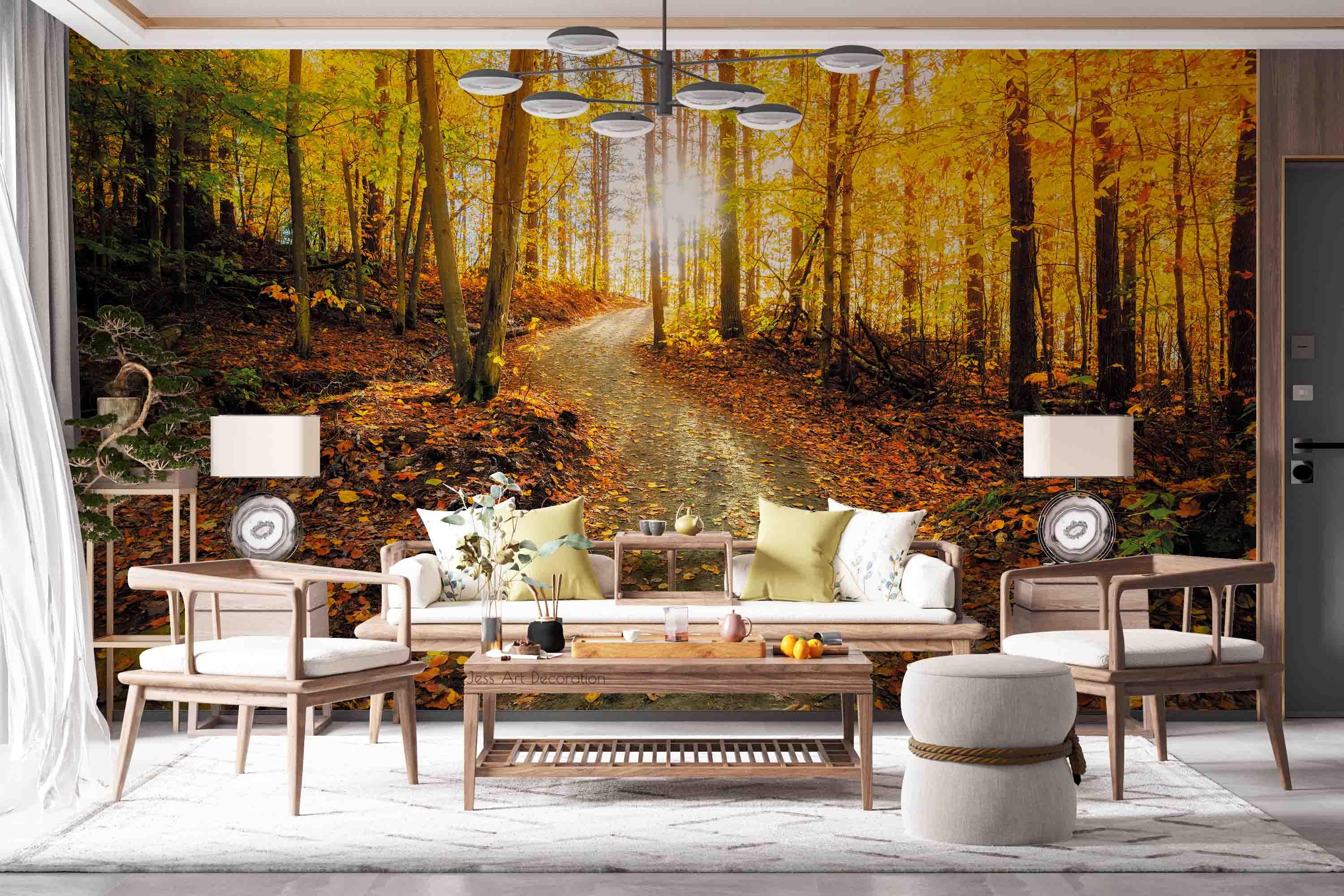 3D Autumn Forest Sunny Wall Mural Wallpaper  sww 211- Jess Art Decoration