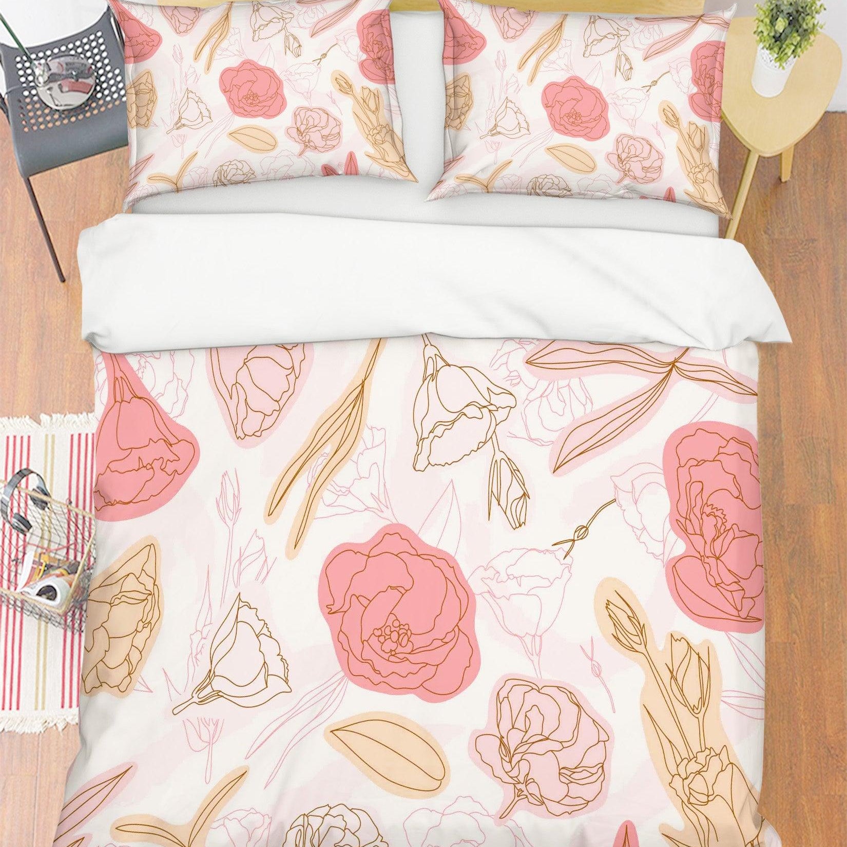 3D Pink Floral Quilt Cover Set Bedding Set Pillowcases 34- Jess Art Decoration