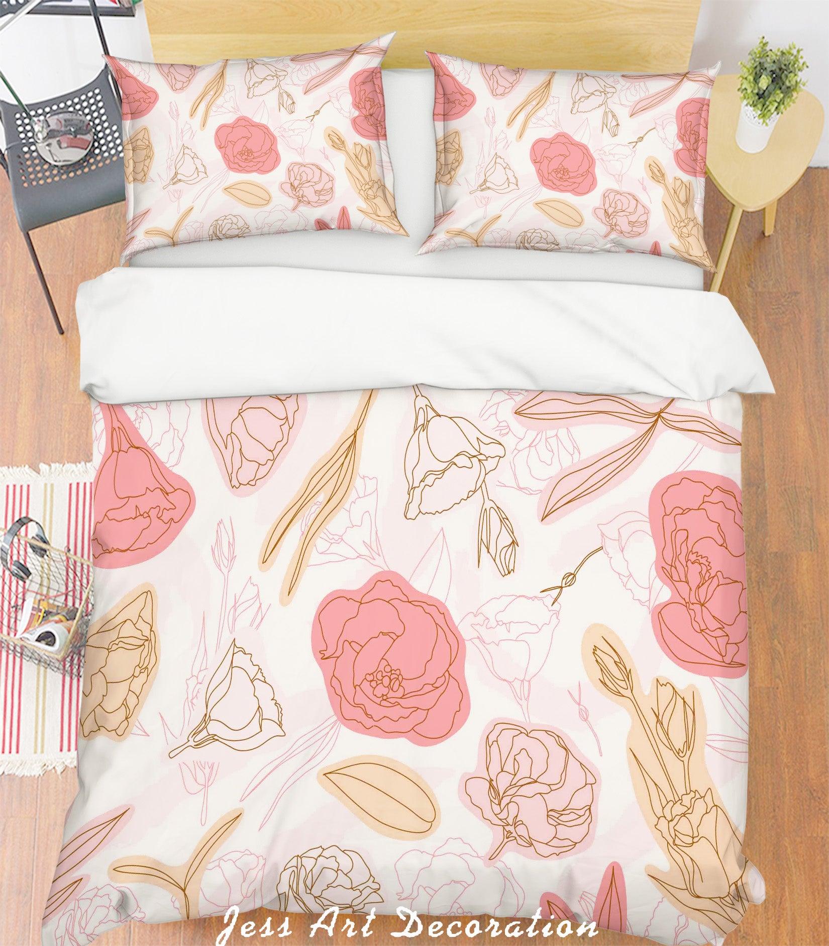 3D Pink Floral Quilt Cover Set Bedding Set Pillowcases 34- Jess Art Decoration