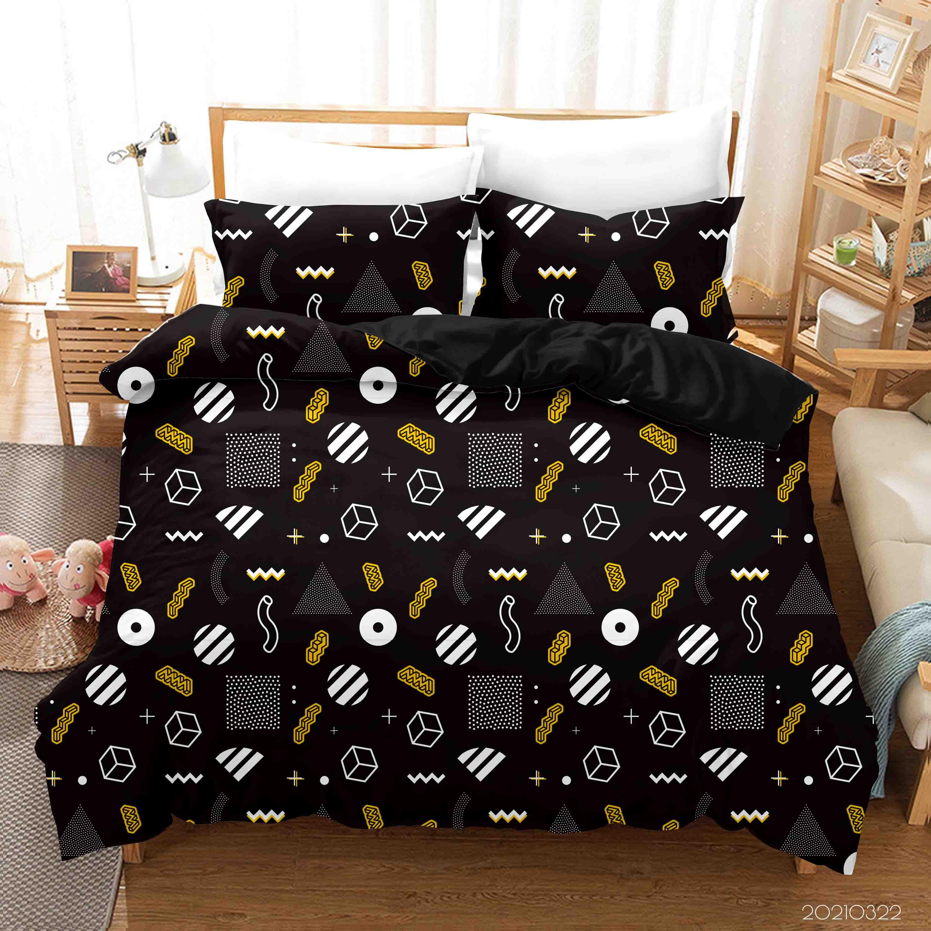 3D Abstract Geometric Pattern Quilt Cover Set Bedding Set Duvet Cover Pillowcases 111- Jess Art Decoration