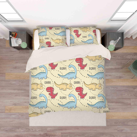 3D Dinosaur Yellow Quilt Cover Set Bedding Set Pillowcases 40- Jess Art Decoration