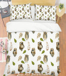 3D Owl Leaves Quilt Cover Set Bedding Set Pillowcases 136- Jess Art Decoration