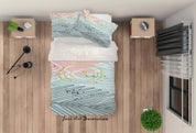 3D Green Pink Leaves Quilt Cover Set Bedding Set Pillowcases 72- Jess Art Decoration