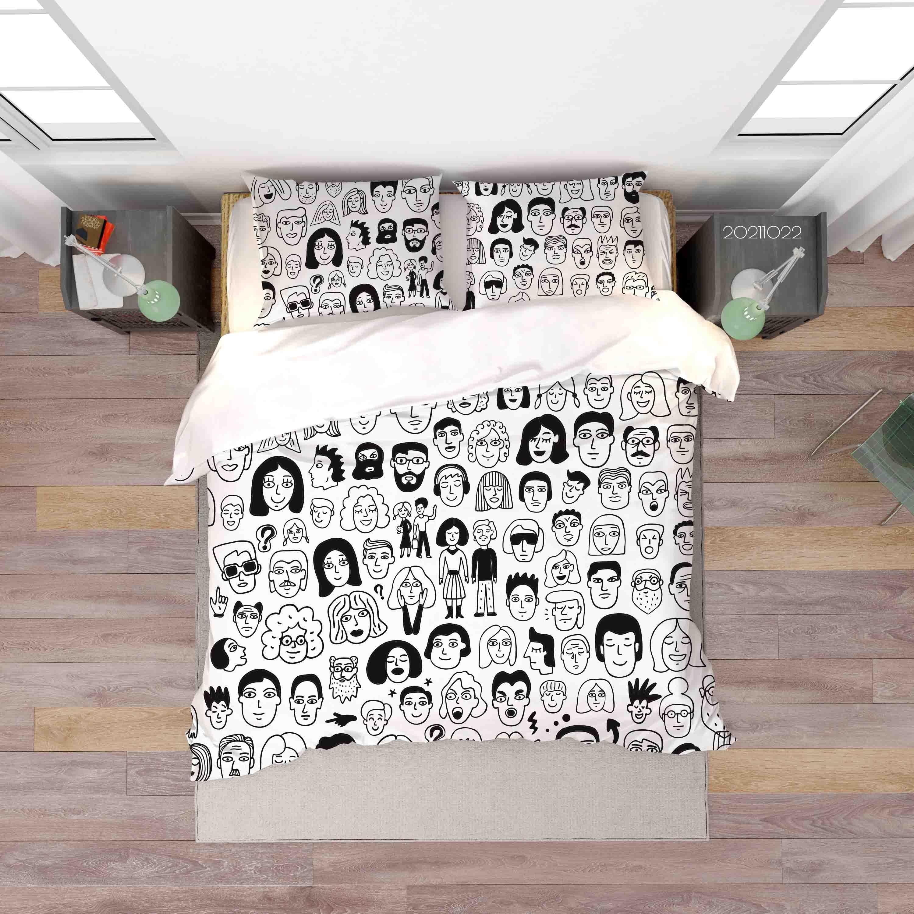 3D Abstract Human Face Art Graffiti Quilt Cover Set Bedding Set Duvet Cover Pillowcases 19- Jess Art Decoration