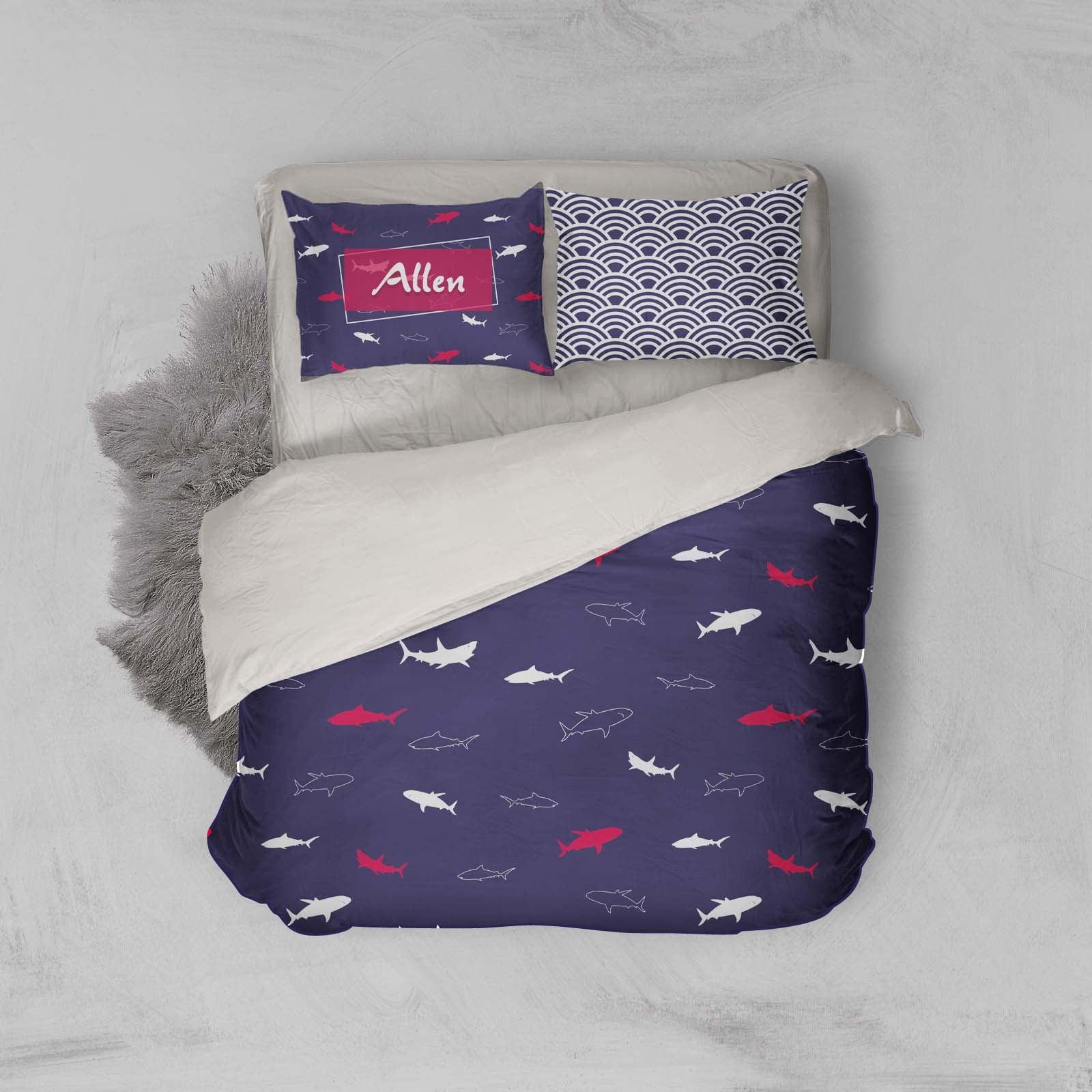 3D Shark Dark Grey Quilt Cover Set Bedding Set Pillowcases 22- Jess Art Decoration