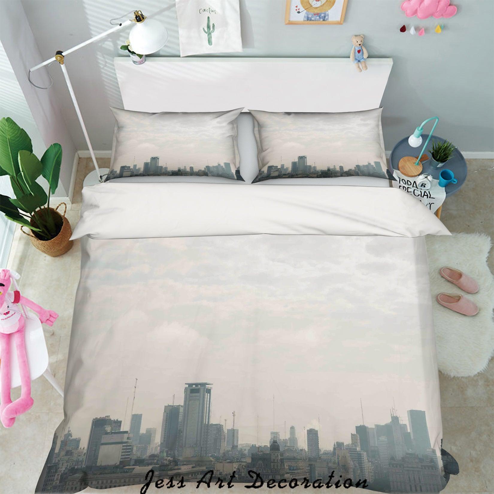 3D City Building Sky Quilt Cover Set Bedding Set Pillowcases 92- Jess Art Decoration