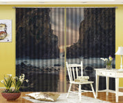 3D Landscape Peak Cliff Rock Sea Cloud Curtains and Drapes GD 4237- Jess Art Decoration