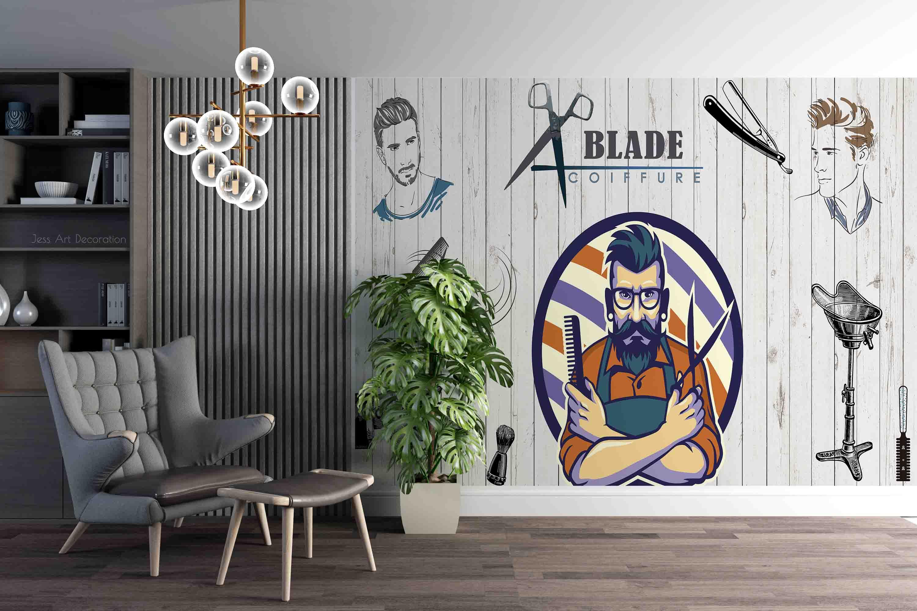 Barbershop Scissors Tool Men Shop Wallpaper barbershop graffiti wall mural for barber shop