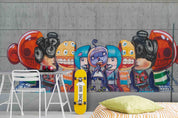 3D Colourful Monster Street Art colourful monster street art mural wall mural wallpaper for teen room