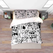3D Abstract Grey Cat Graffiti Quilt Cover Set Bedding Set Duvet Cover Pillowcases 38- Jess Art Decoration