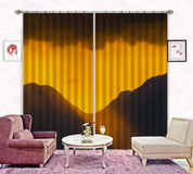 3D Mountain Silhouette Orange Sky Dark Cloud Curtains and Drapes GD 4401- Jess Art Decoration