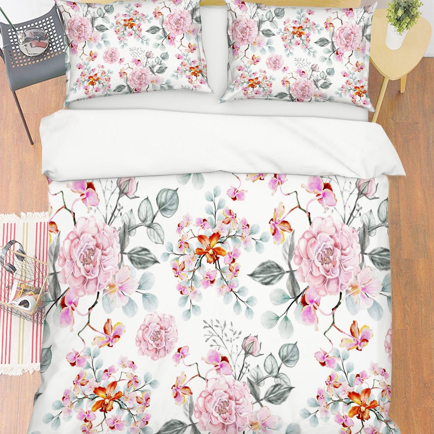 3D Pink Floral Quilt Cover Set Bedding Set Pillowcases 38- Jess Art Decoration