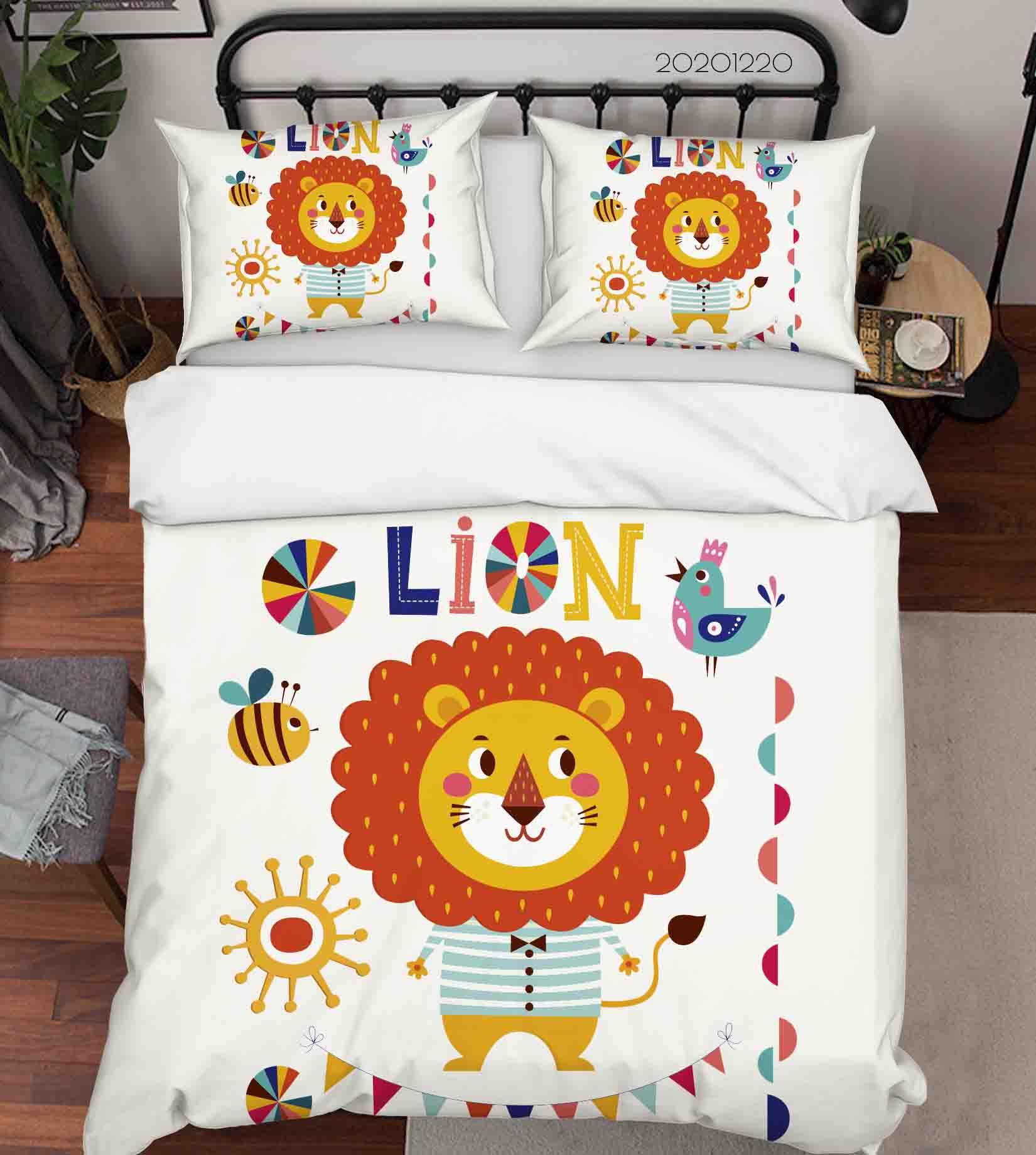 3D Hand Drawn Animal Lion Tree Bird Quilt Cover Set Bedding Set Duvet Cover Pillowcases 143 LQH- Jess Art Decoration