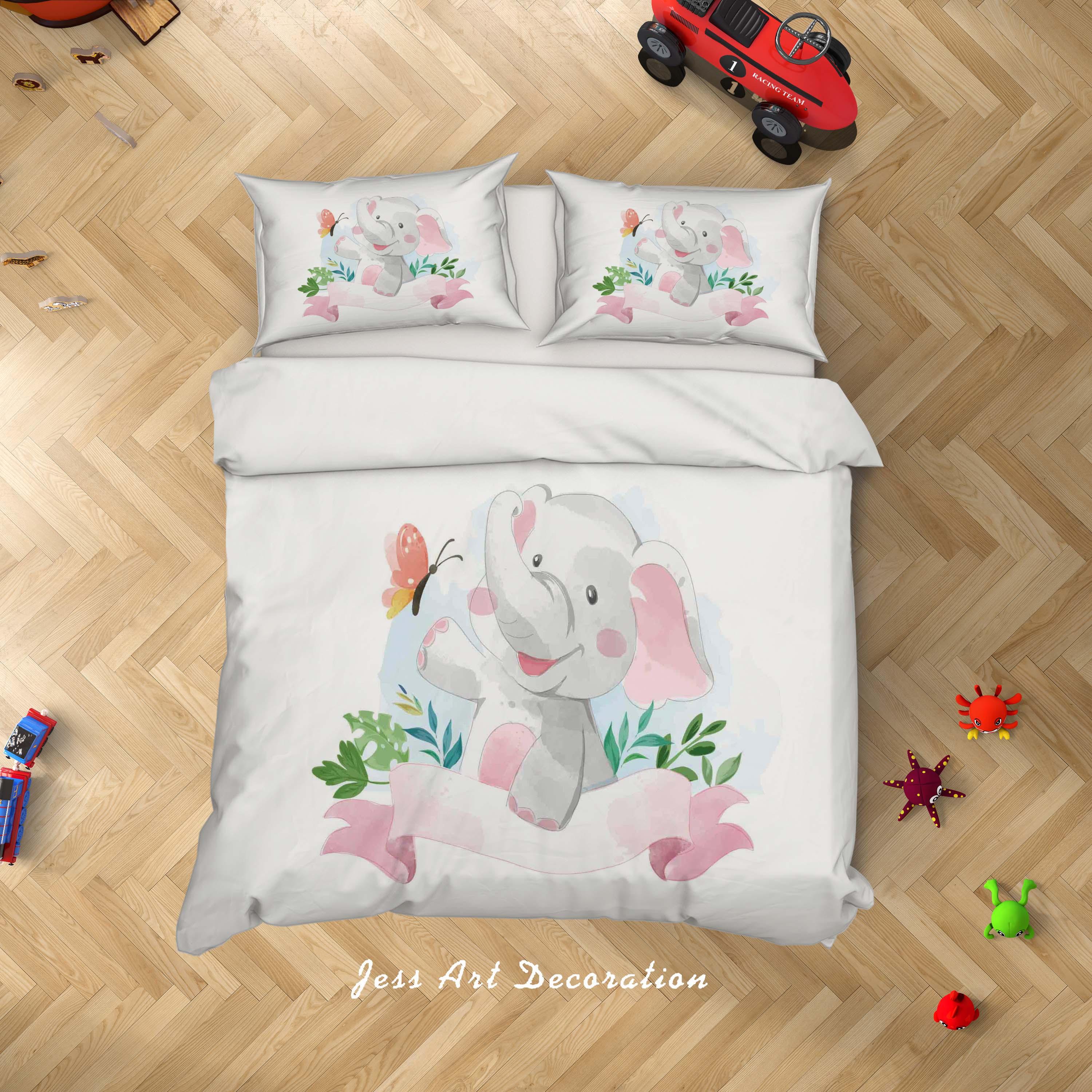 3D White Elephant Quilt Cover Set Bedding Set Duvet Cover Pillowcases SF28- Jess Art Decoration