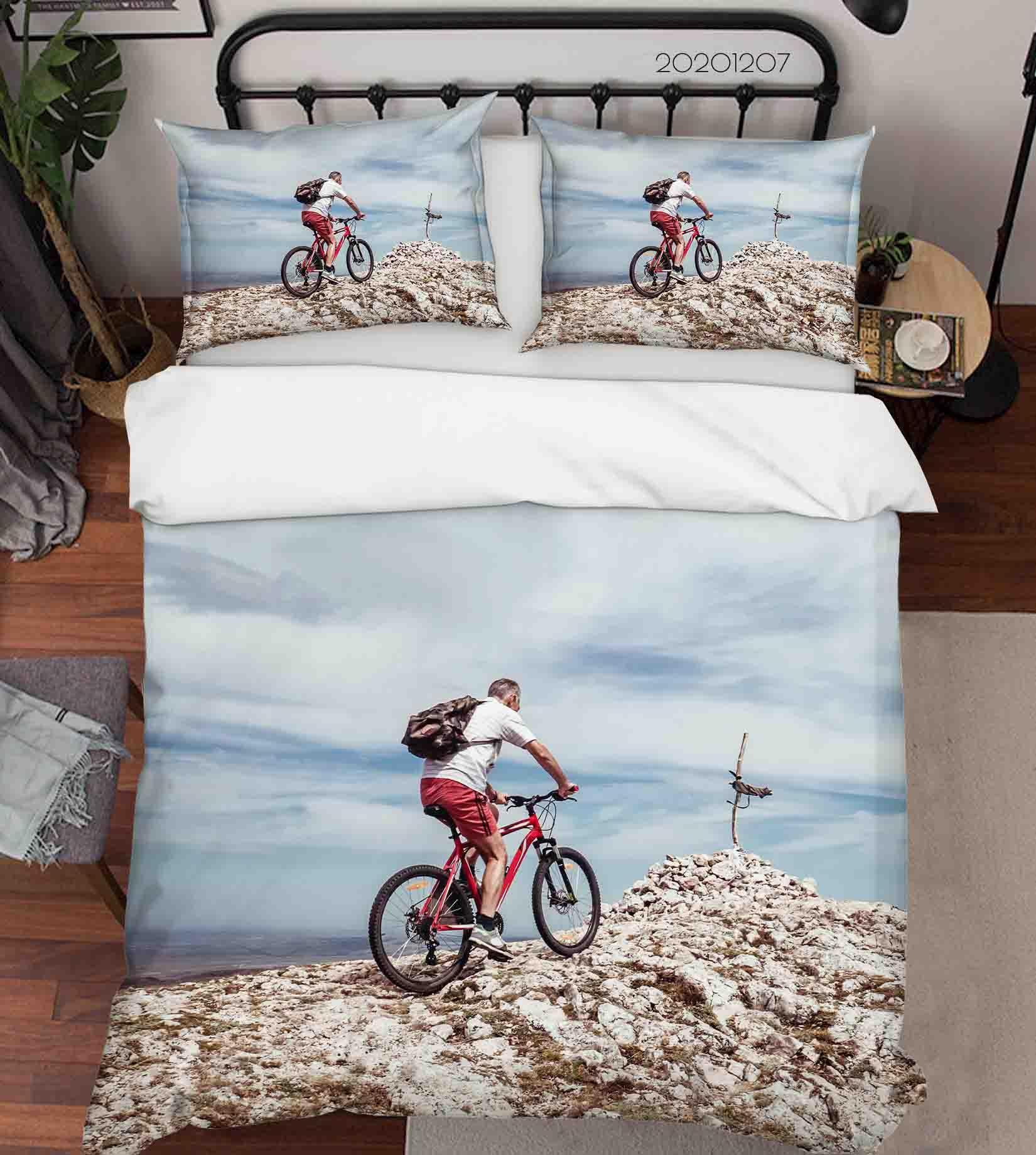 3D Pexels Cloud Sky Sports Bicycle Player Quilt Cover Set Bedding Set Duvet Cover Pillowcases LXL- Jess Art Decoration
