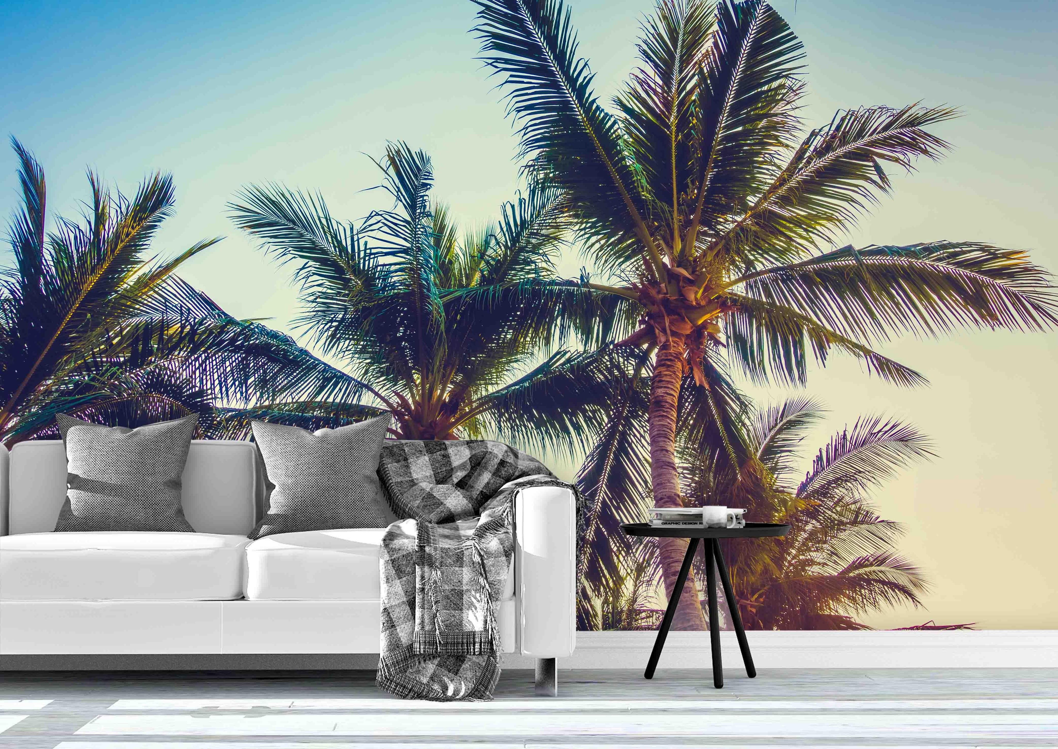 3D beautiful palm tree blue sky wall mural wallpaper 6- Jess Art Decoration