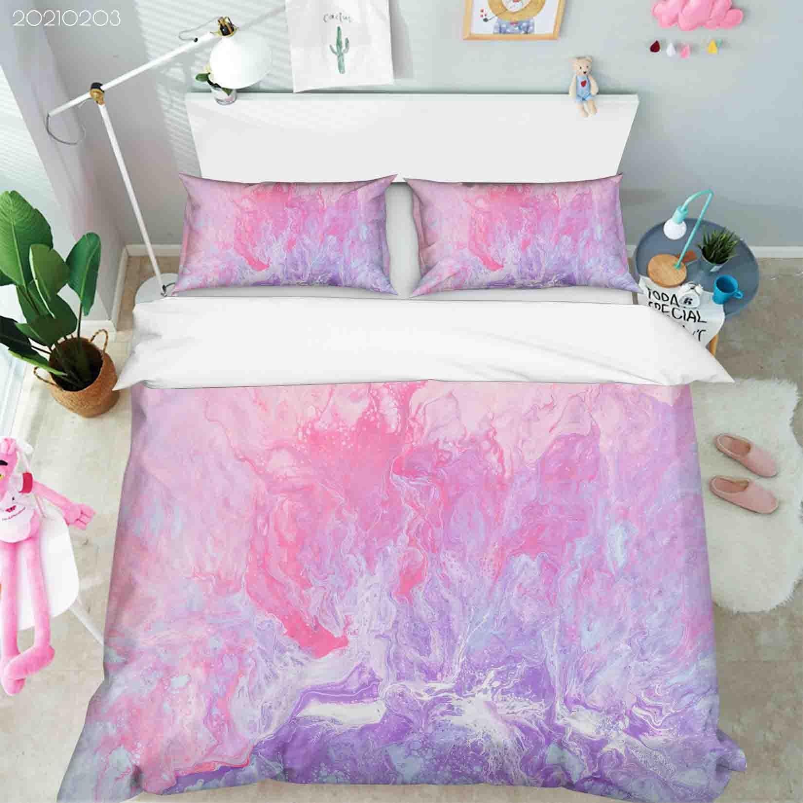 3D Abstract Pink Marble Quilt Cover Set Bedding Set Duvet Cover Pillowcases 95- Jess Art Decoration