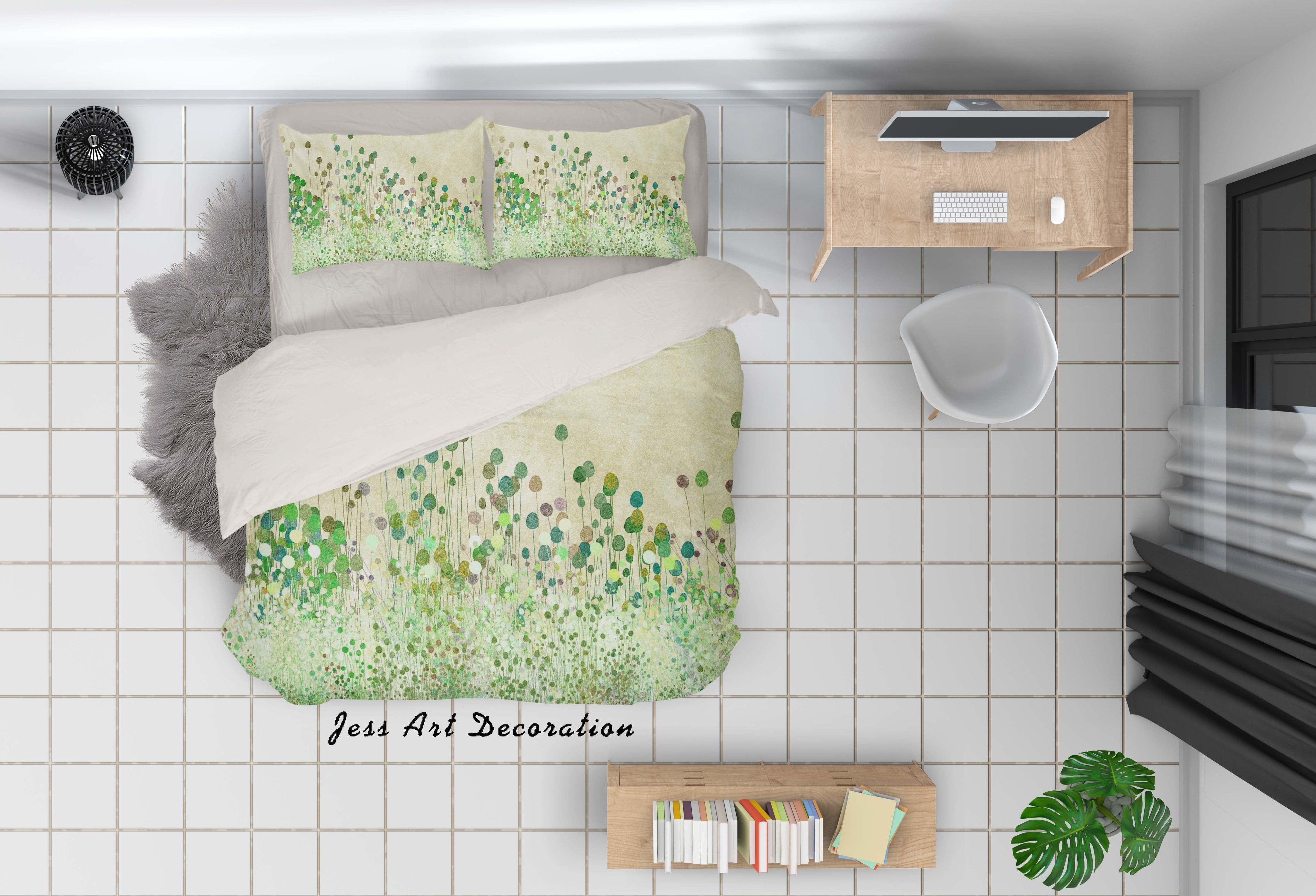 3D Watercolor Green Balloon Quilt Cover Set Bedding Set Pillowcases 02- Jess Art Decoration