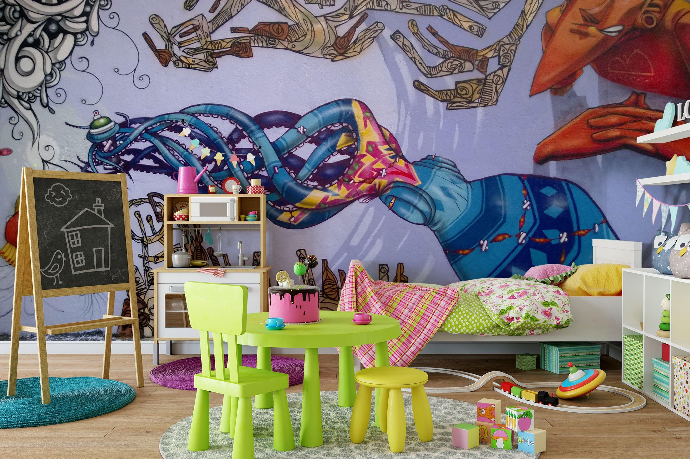 3D Marine Life Octopus Graffiti Wall Mural Wallpaper 76- Jess Art Decoration