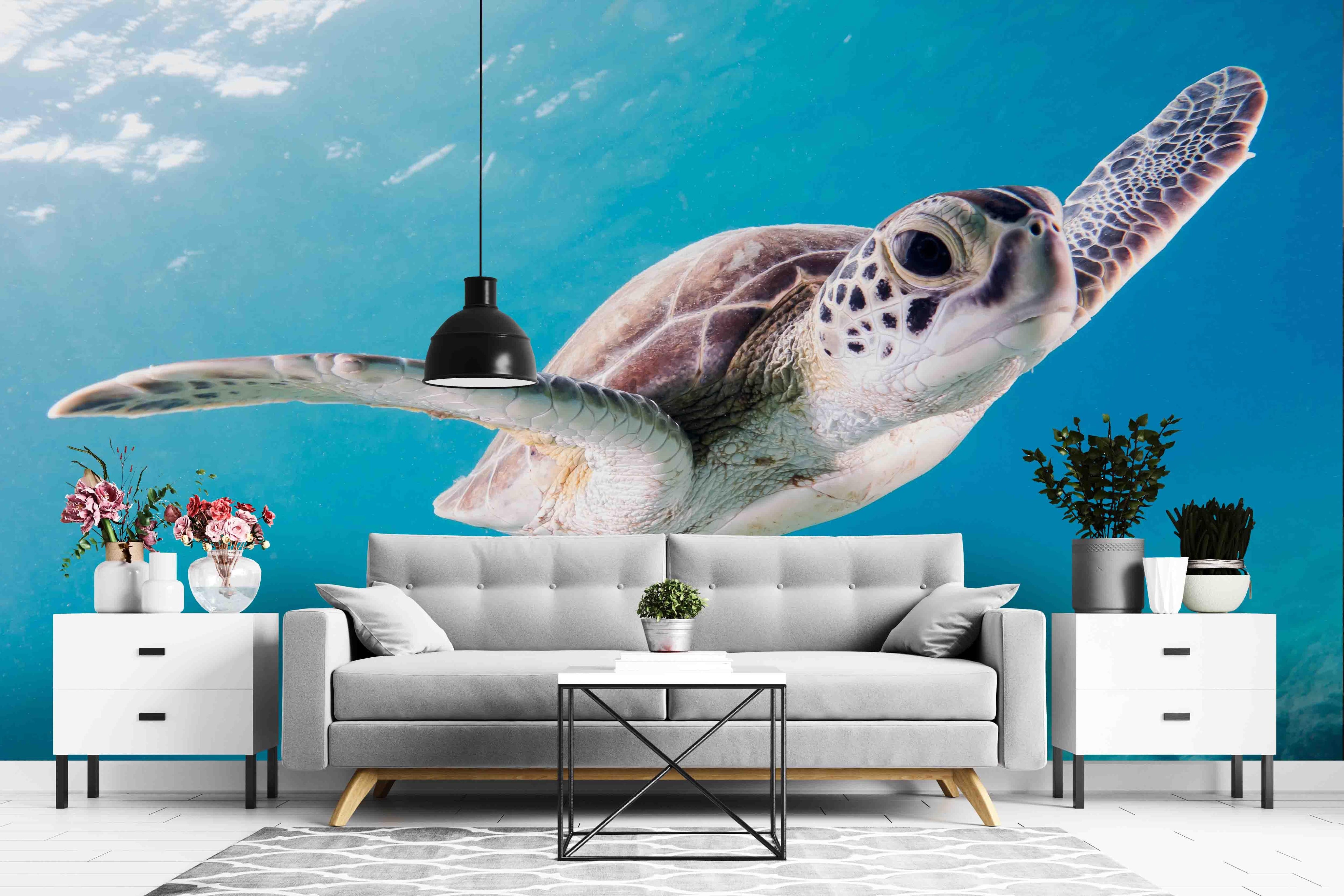 3D Blue Sea Turtle Wall Mural Wallpa  39- Jess Art Decoration