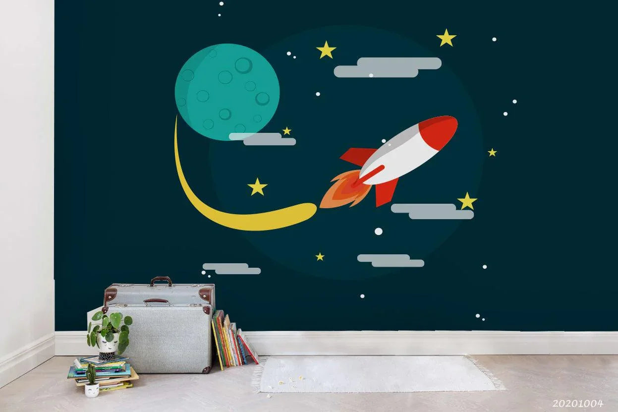 3D Cartoon Planet Astronaut Wall Mural Wallpaper WJ 1464- Jess Art Decoration