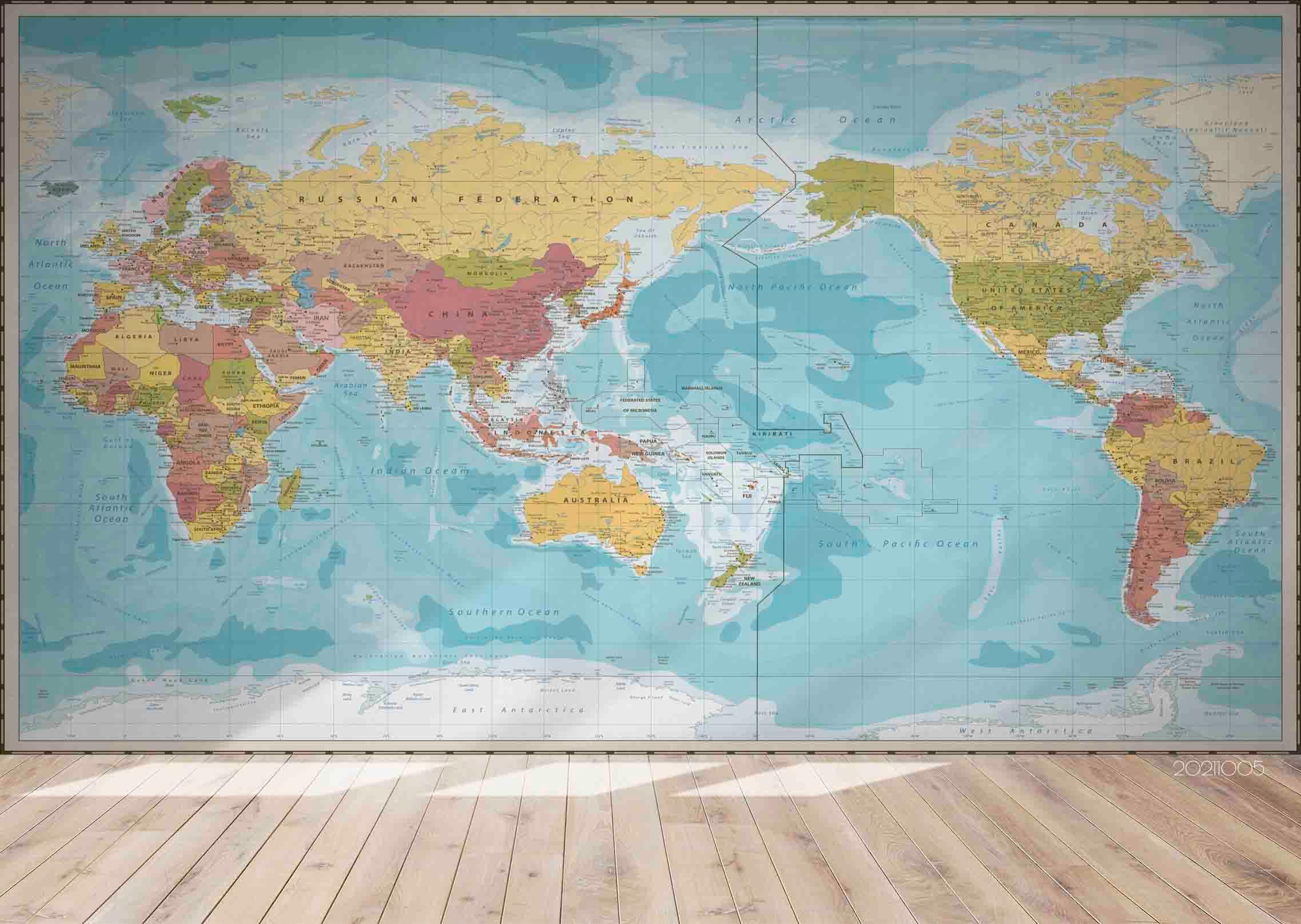 3D World Map Wall Mural Wallpaper LQH 602- Jess Art Decoration
