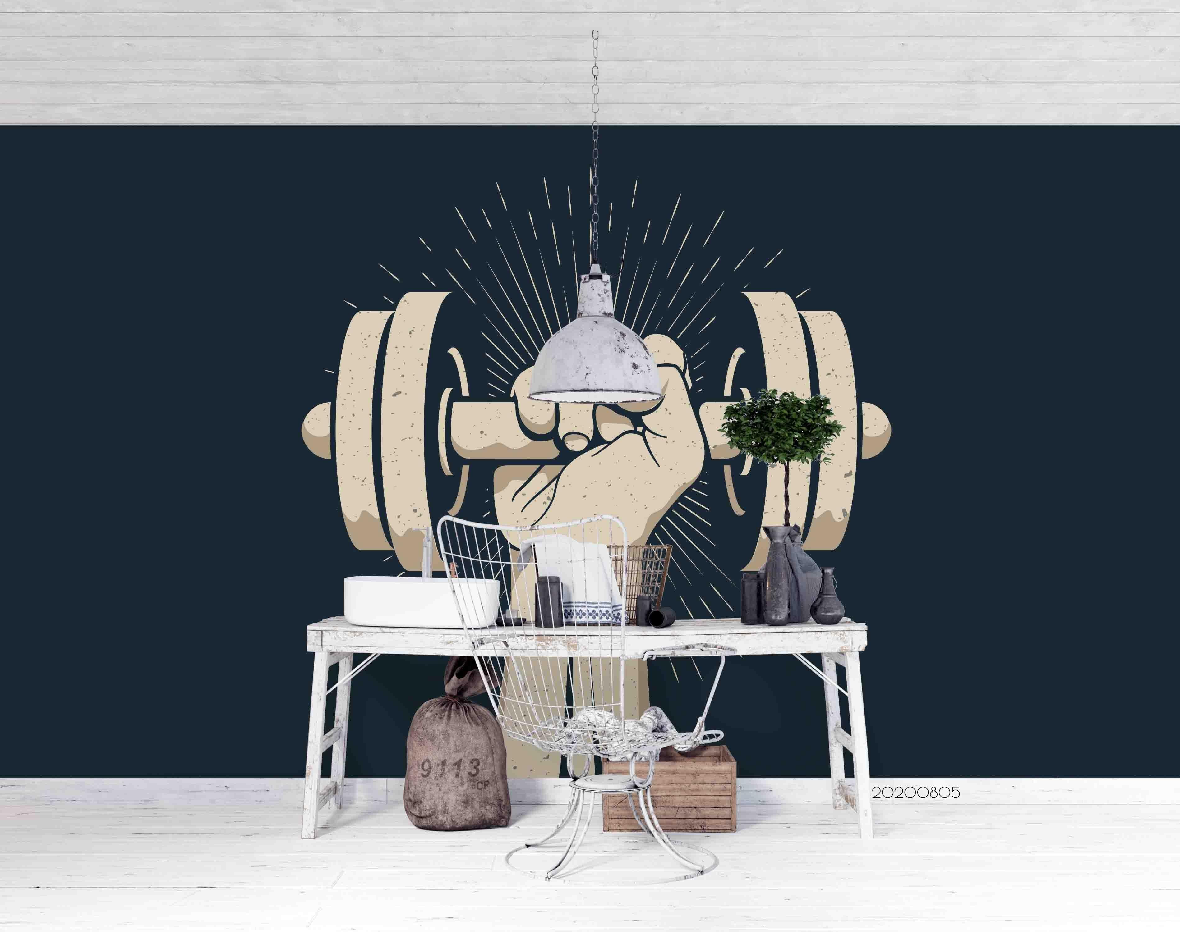 3D Cartoon Barbell Wall Mural Wallpaper LXL 823- Jess Art Decoration