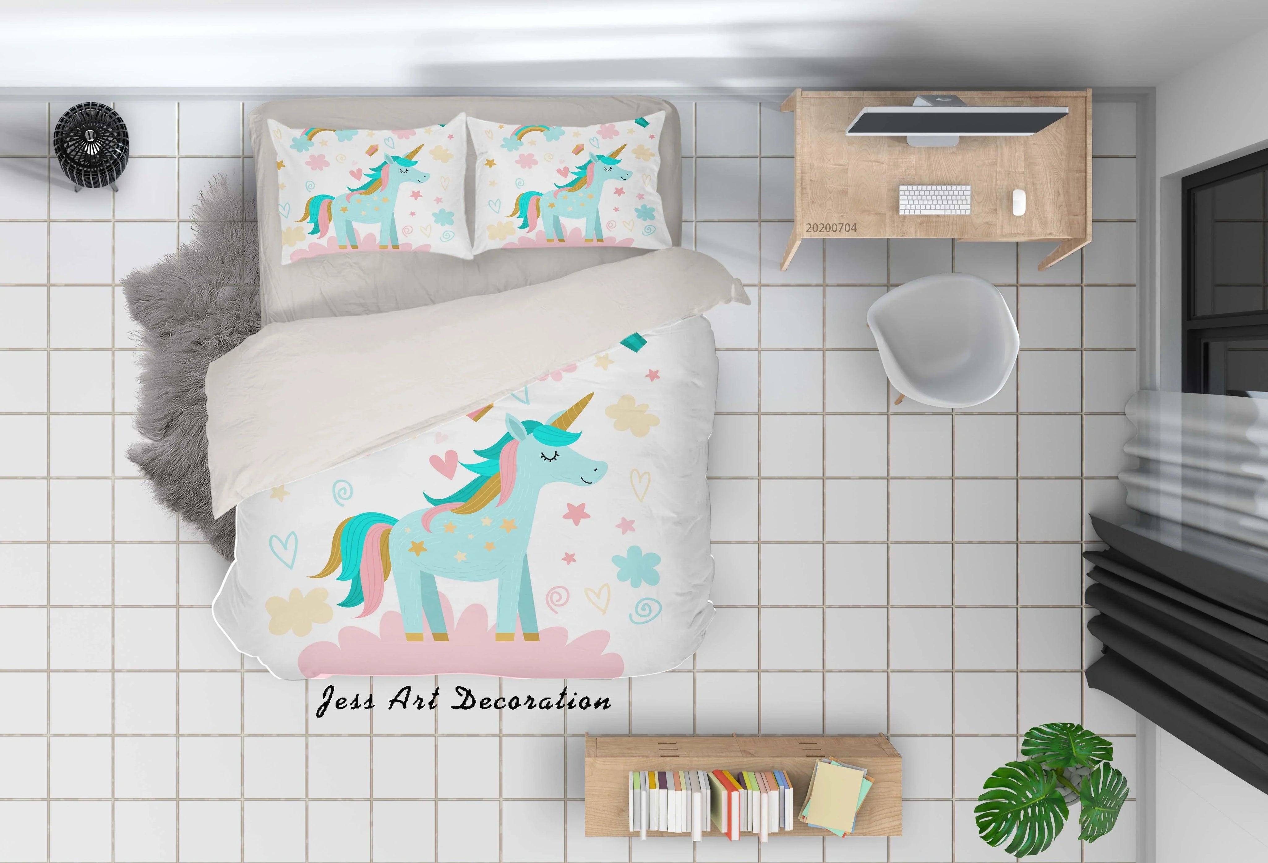 3D White Floral Unicorn Quilt Cover Set Bedding Set Duvet Cover Pillowcases SF72- Jess Art Decoration