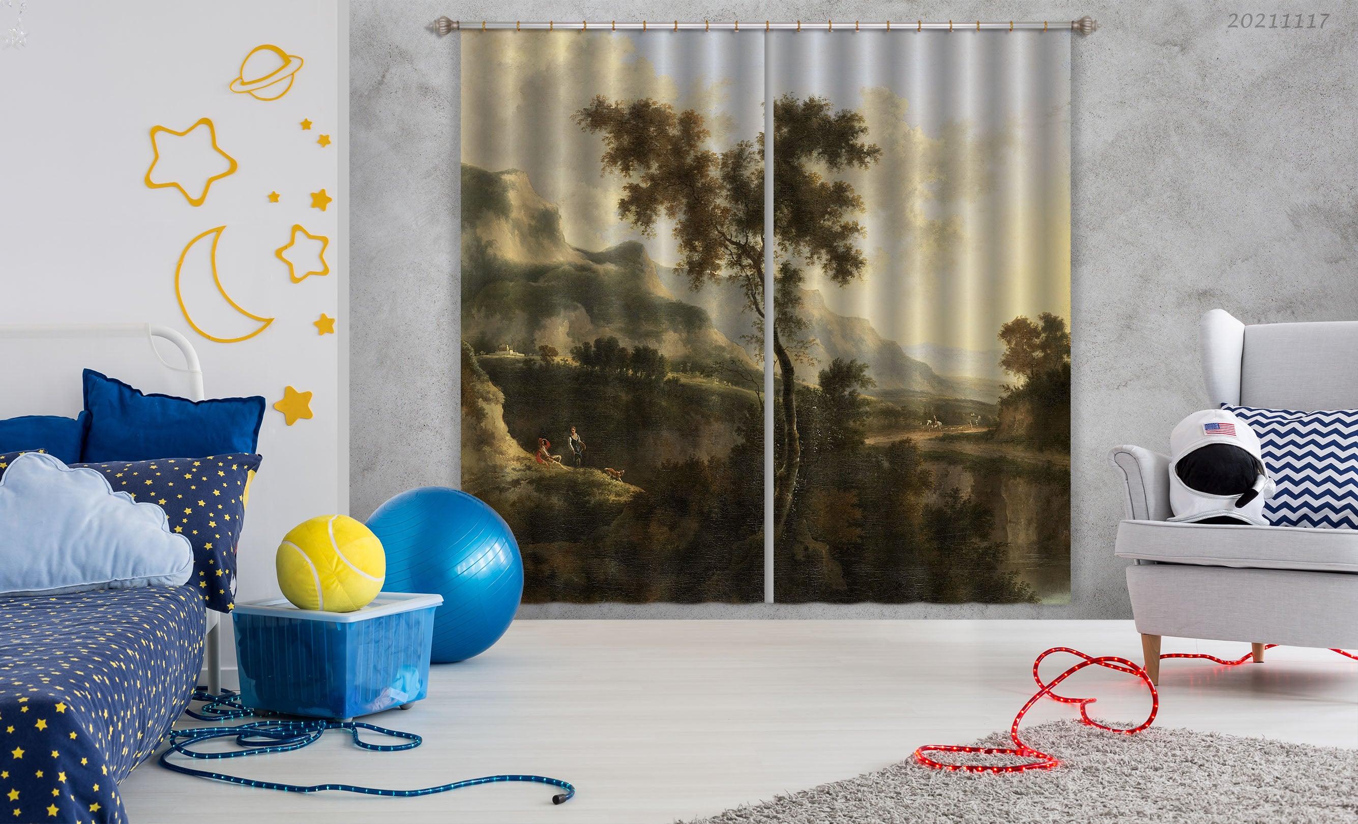 3D Landscape Oil Painting Curtains and Drapes LQH 183- Jess Art Decoration