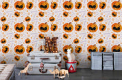 3D Hand Drawn Halloween Pumpkin Wall Mural Wallpaper LQH 455- Jess Art Decoration